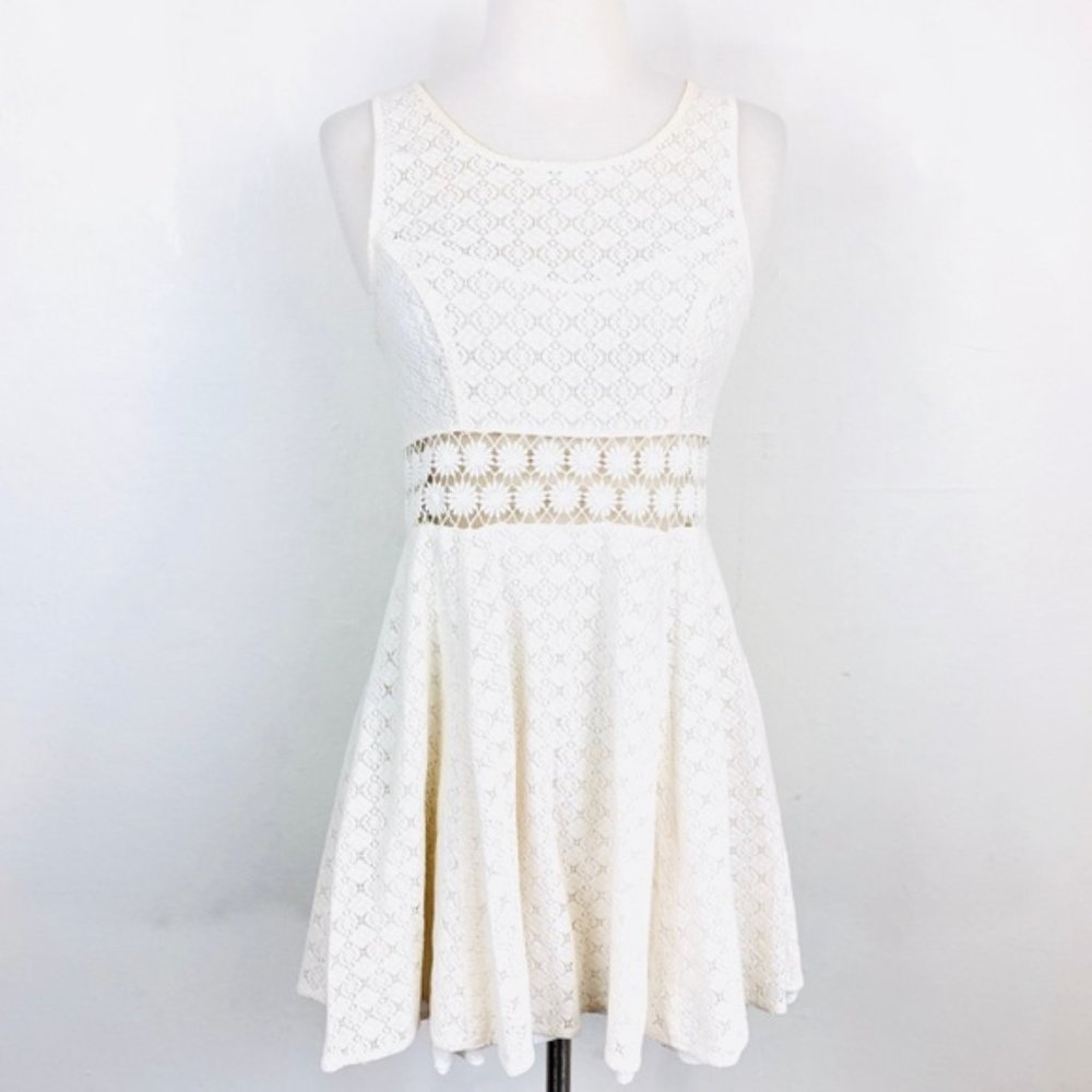 Free People Daisy Waist Ivory Skater Mini Dress